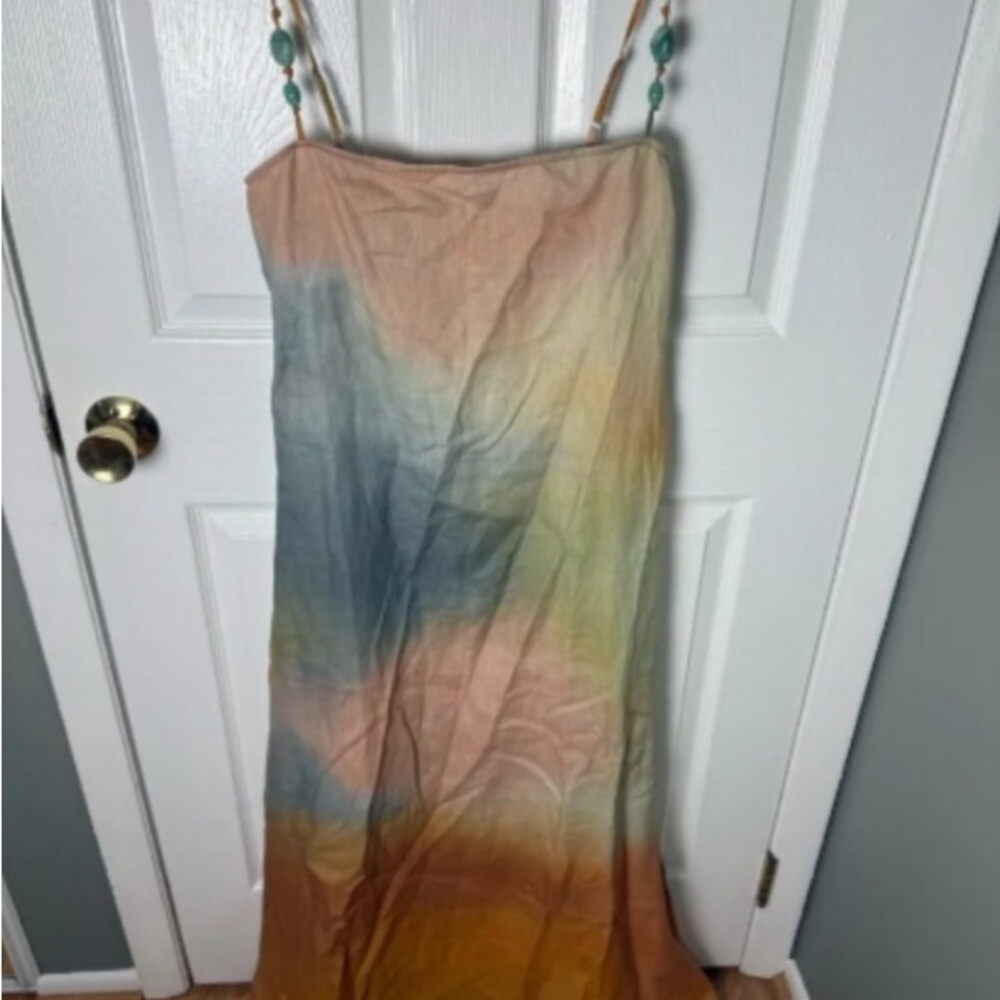 Staud Laura Linen Dress Pastel Clouds - Picture 2 of 8